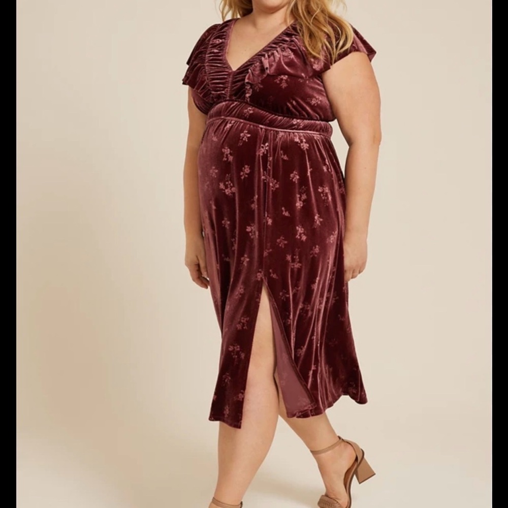 Maurices Burgundy Midi Dress